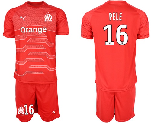 Marseille #16 Pele Red Goalkeeper Soccer Club Jersey